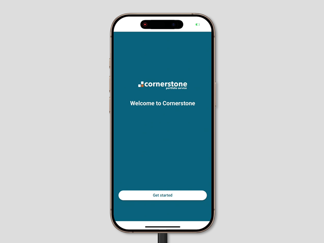 Mobile with cornerstone app open.